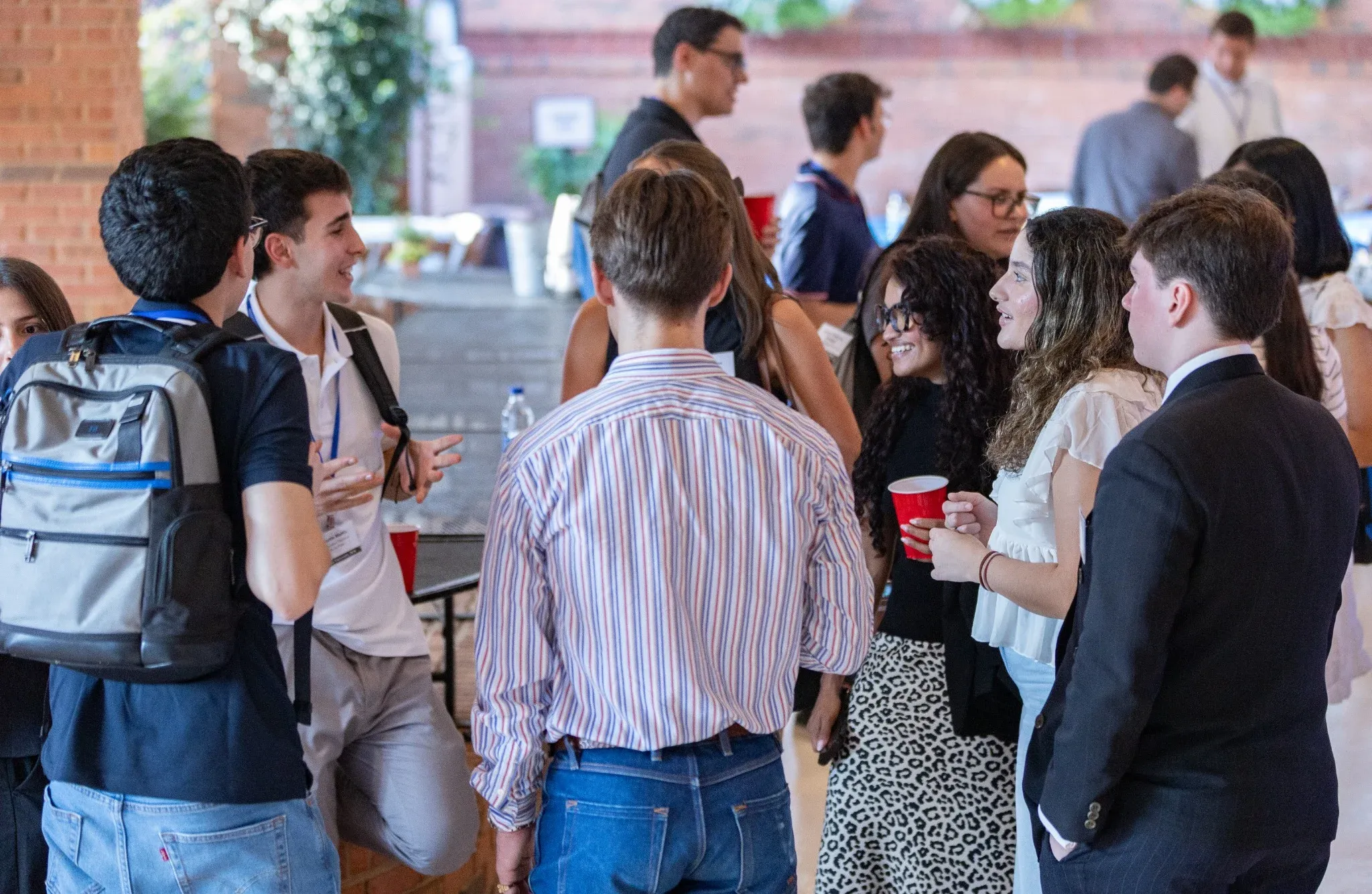 Students socializing on the terrace